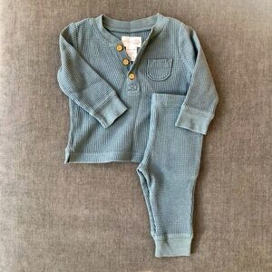 Little Planet by Carter’s Baby Waffle Knit Set with Organic Cotton in Aqua Slate